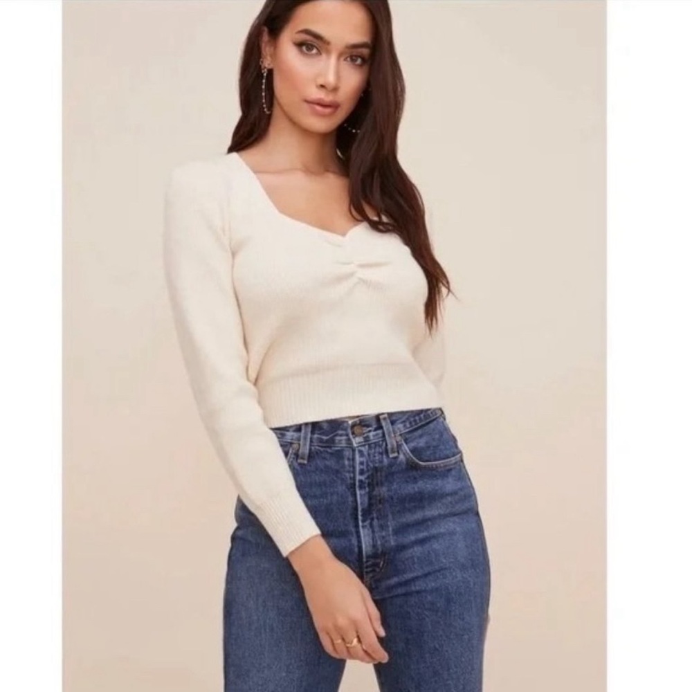 Cropped Sweetheart Neckline Sweater by Astr the Label